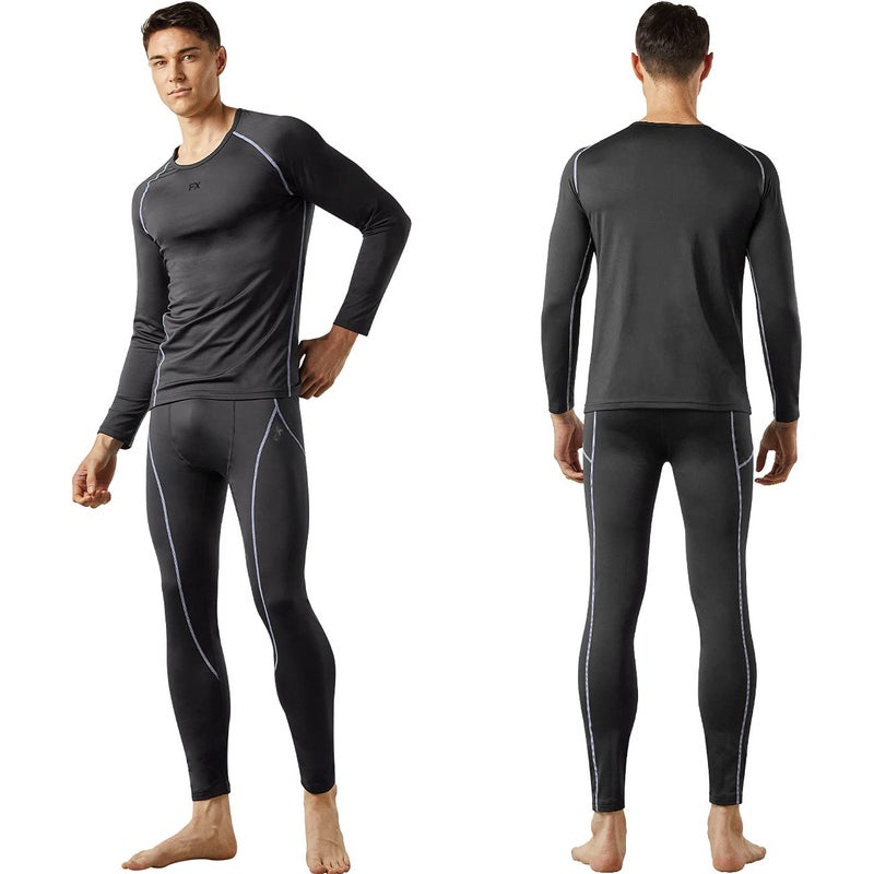 FITEXTREME MAXHEAT Mens Thermal Underwear Long Johns Set with Fleece Lined Grey S - Image 1
